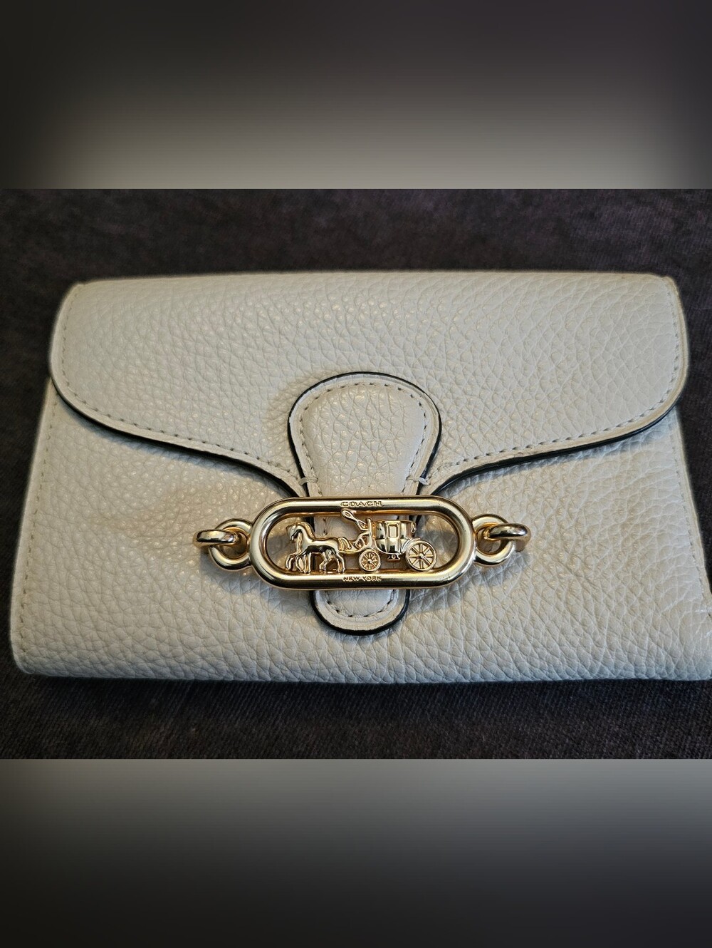 Coach Jade Envelope Pebbled Leather Wallet with Gold Hardware